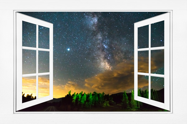 Milky Way Rising Out Of Clouds Open Window View Print