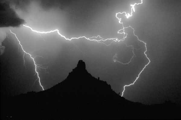 Pinnacle Peak Surrounded by Lightning Bolts Digital Download