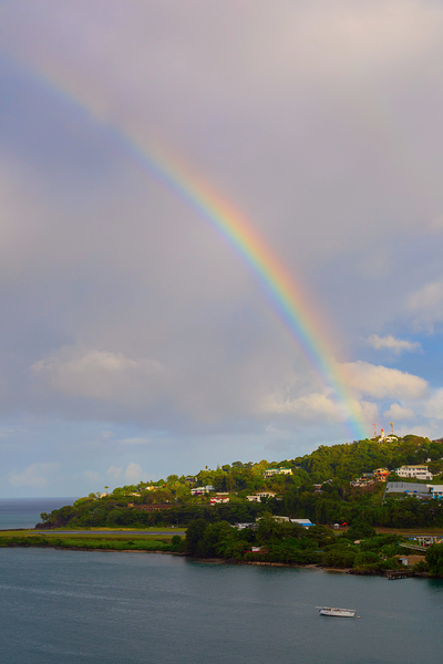 Rainbow On The Lighthouse On St Lucia Print