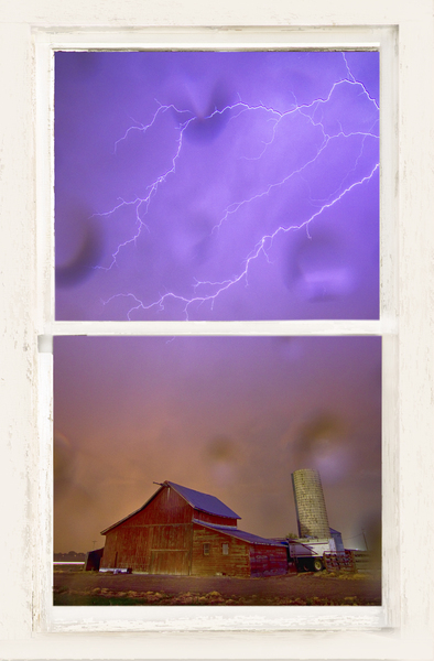 Rainy Country Barn White Window View Print