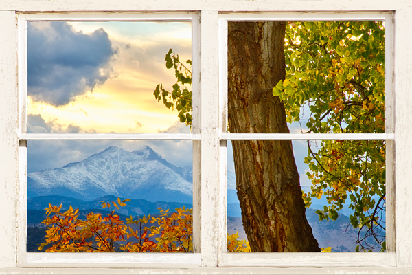 Rocky Mountain Autumn Season Rustic Window Digital Download