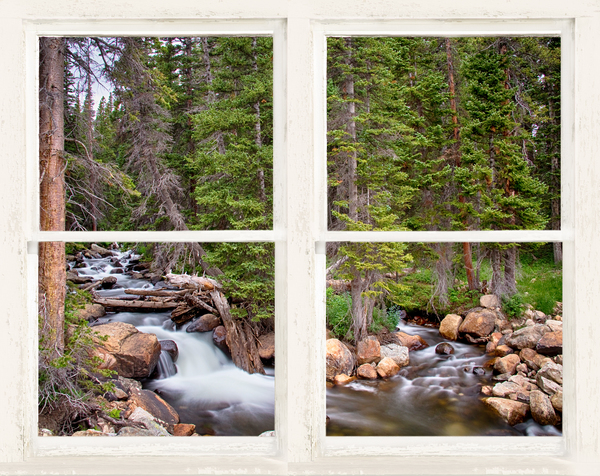 Rocky Mountains Forest Stream Rustic Window Digital Download