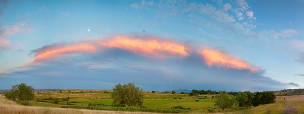 Sunset Storm Moon Longmont Boulder CO Panoram Print