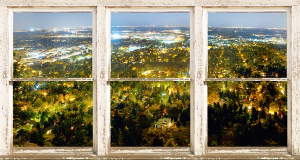 City Lights Picture Window Frame Photo Art Digital Download