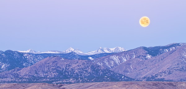 Moon Set Rocky Mountains Print