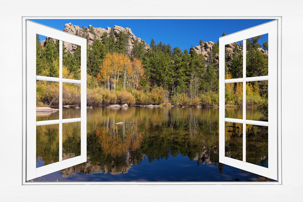 Peaceful Colorful Lakeside White Open Window View Digital Download