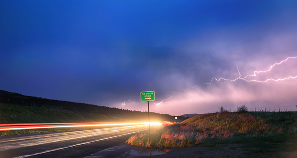 Cruising Highway 36 Into Storm Print
