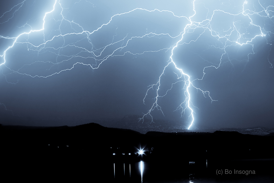 Lightning Storm Over McIntosh Lake Longmont Colorado Night Expos  Print