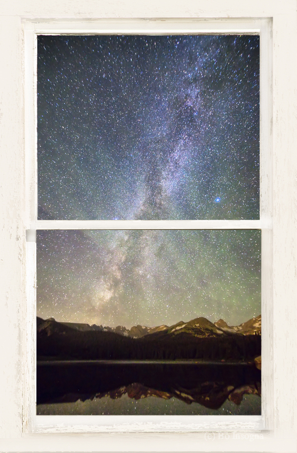Milky Way Mountains White Rustic Window  Imprimer