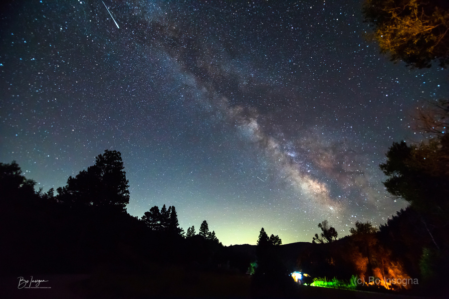 Milky Way and Perseid Meteor Over Colorado Rockies Poudre Canyon  Print