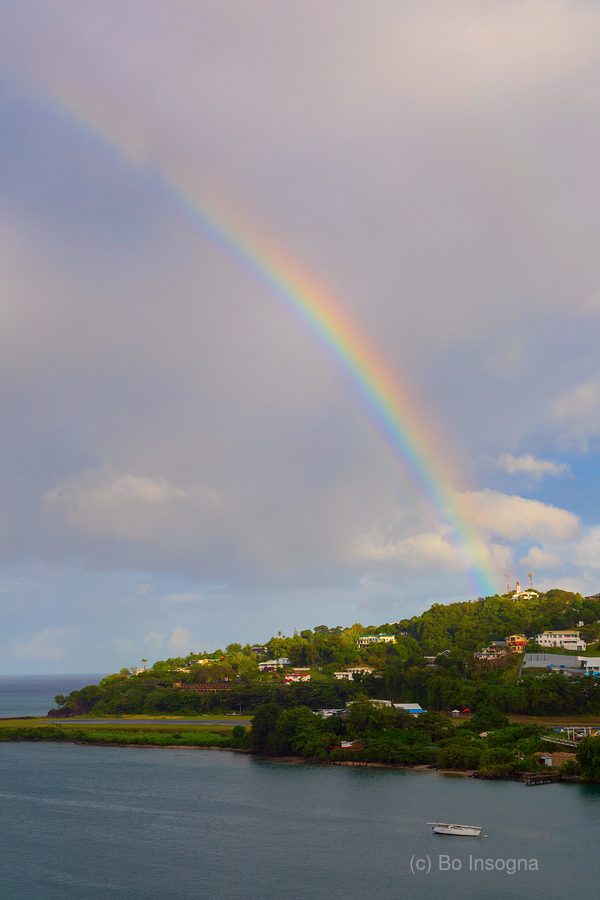 Rainbow On The Lighthouse On St Lucia  Print