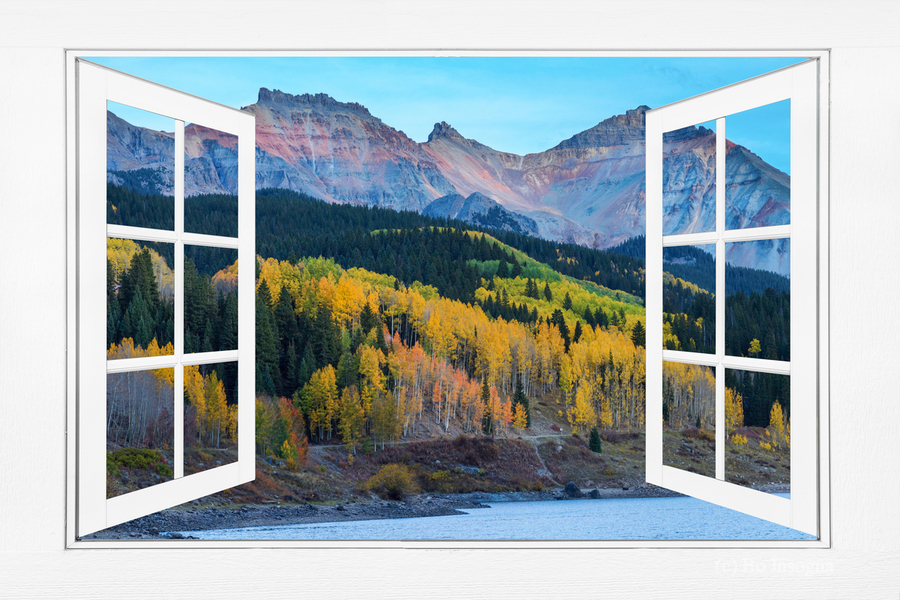 Trout Lake Autumn Rocky Mountain Open White Window  Imprimer
