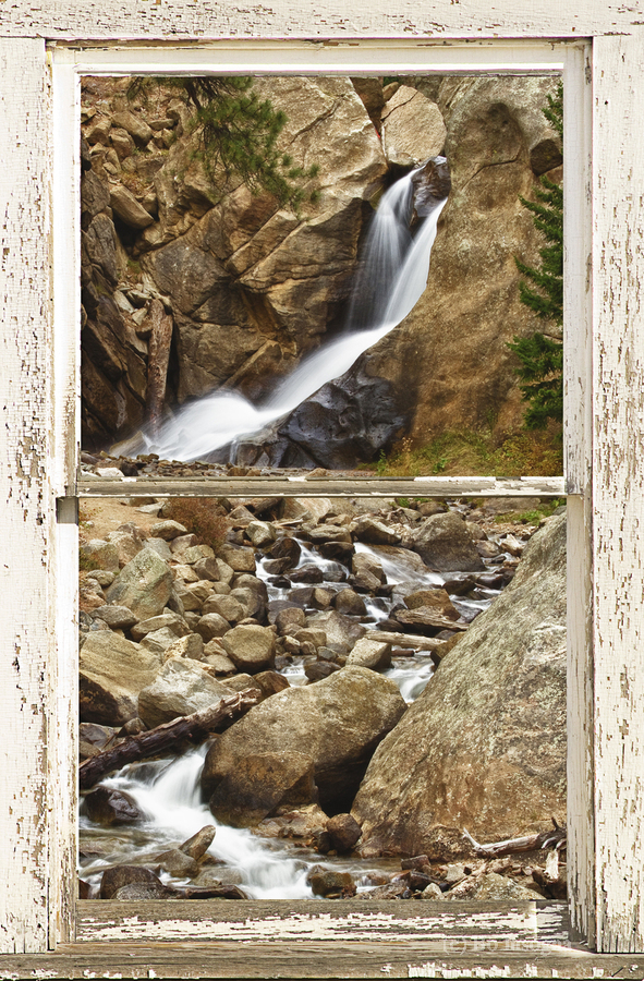 Boulder Falls Window View  Imprimer