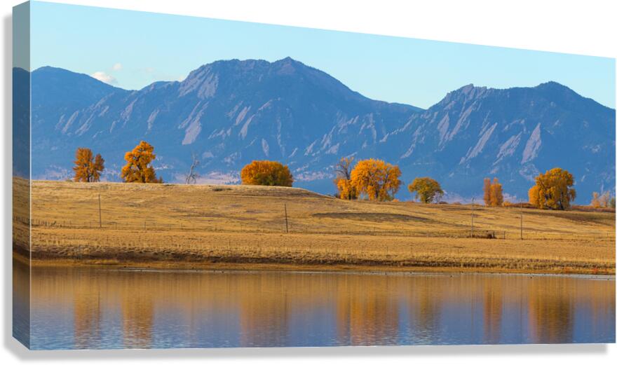Boulder Flatirons Front Range and Autumn Trees Panoramic Canvas Print