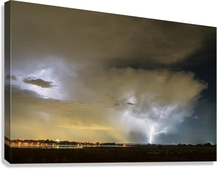 Longmont to the left Boulder to the Right Canvas Print