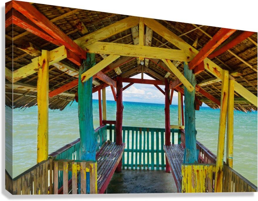 Sunlit Painted Frame Sea Gateway Canvas Print