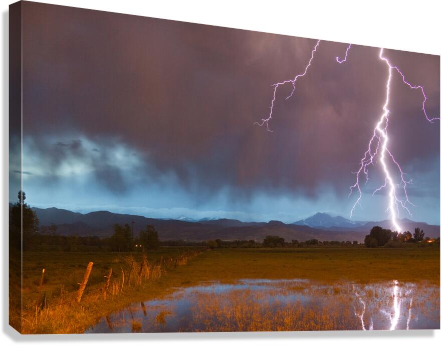Lightning Striking Longs Peak Foothills 5 Canvas Print