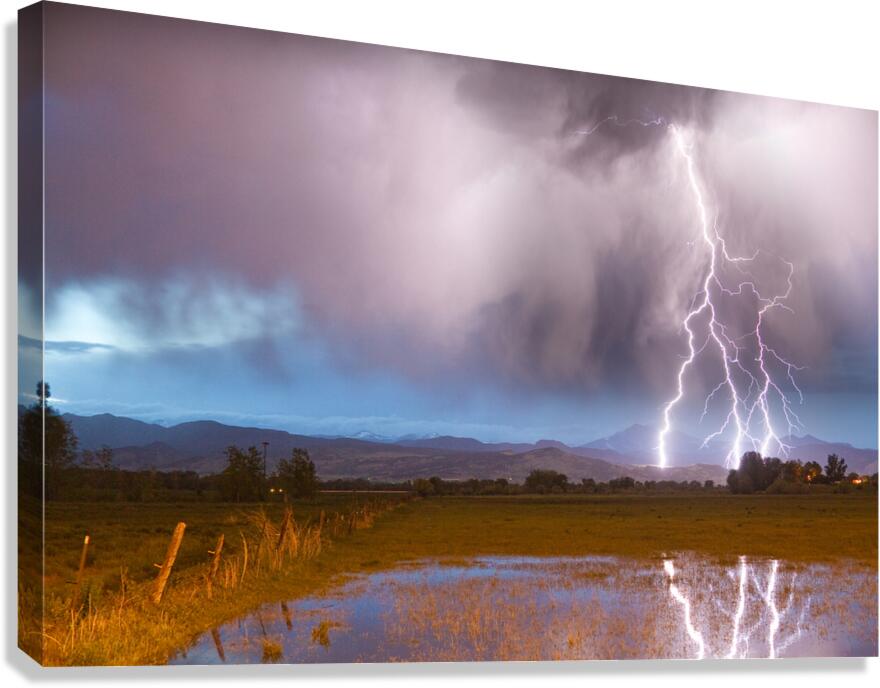 Lightning Striking Longs Peak Foothills 6 Canvas Print