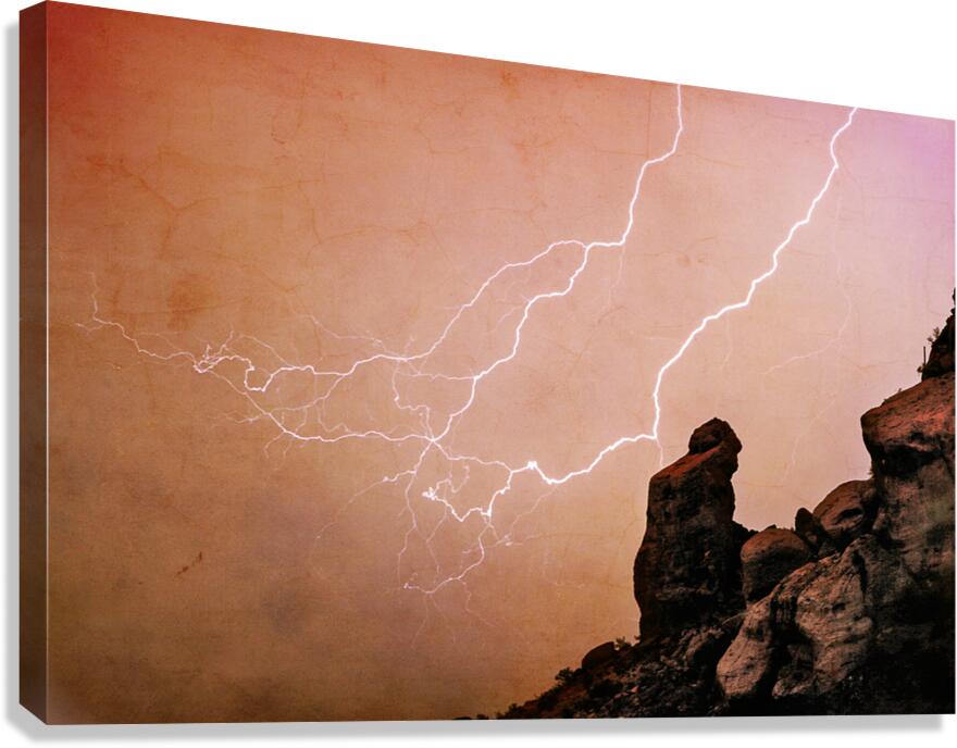 Praying Monk Camelback Mountain Lightning Monsoon Storm Canvas Print