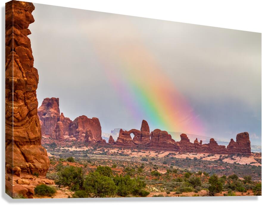 A Poetic Journey   Rainbow Over Arches National Park Canvas Print
