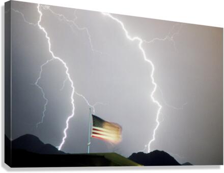 USA Flag and Lightning Canvas print