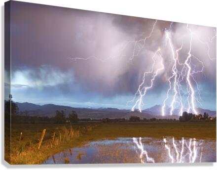 Lightning Striking Longs Peak Foothills 4 Canvas Print