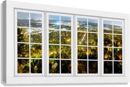 City Lights White Window Frame View  Impression sur toile