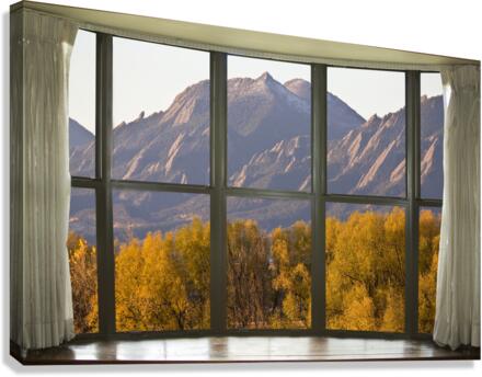 Boulder Flatirons Autumn Bay Window View Canvas Print