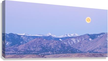 Moon Set Rocky Mountains Canvas Print