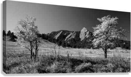Boulder Colorado Flatirons Black White Pano  Canvas Print