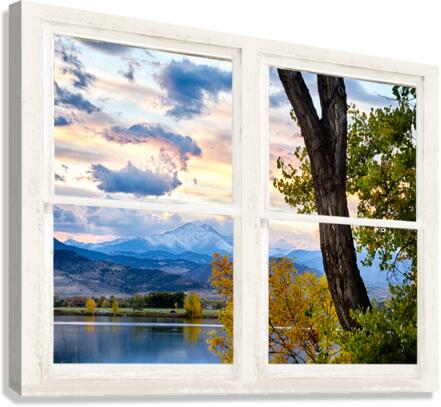 Colorado Rocky Mountain Lake Autumn White Window Canvas Print