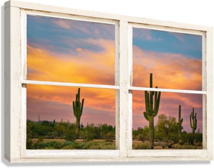 Colorful Southwest Desert Rustic Window View Canvas Print