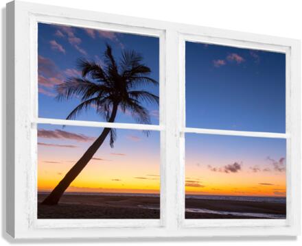 Tropical Paradise Colorful Sunset Whitewash W  Impression sur toile