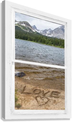 Mountain Lake White Rustic Window Of Love  Impression sur toile