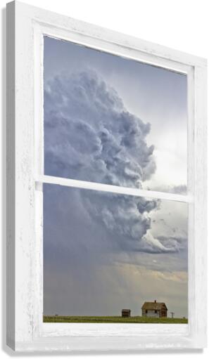 Western Storm Farmhouse Window View  Canvas Print