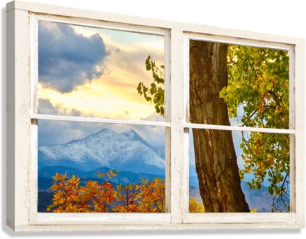 Rocky Mountain Autumn Season Rustic Window Canvas Print
