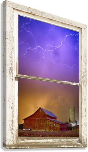 Colorful Country Storm Farm House Window View  Canvas Print