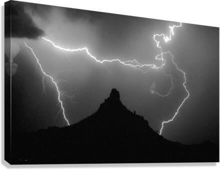 Pinnacle Peak Surrounded by Lightning Bolts Canvas Print