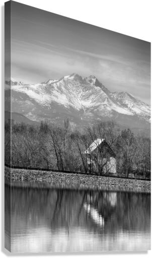 St Vrain Ponds Longs Peak View In Black and White Canvas Print
