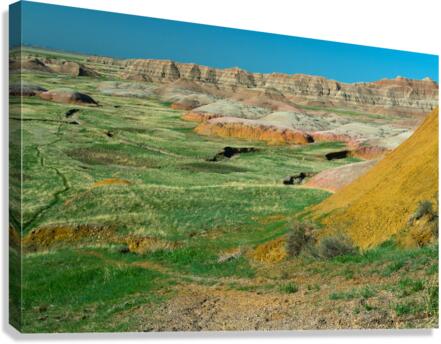 Colorful Layers - Geologic Splendor at Badlands Overlook  Canvas Print