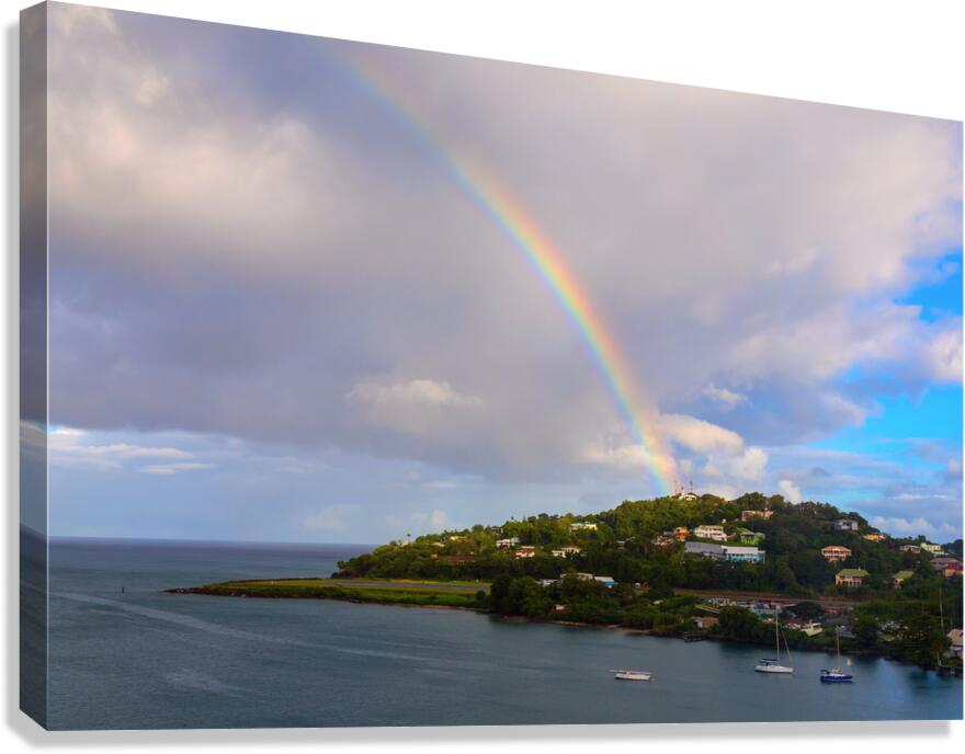 Rainbow Descending Near the Vigie Lighthouse in St Lucia Canvas Print