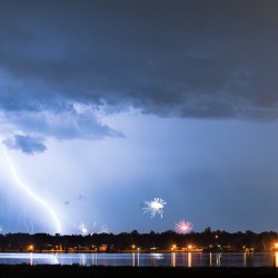 Lightning Strike and Fireworks