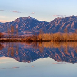 Flatirons Sunrise Reflections Panorama Boulder Colorado