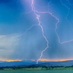 Rocky Mountain Foothills Lightning Strikes HDR