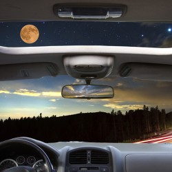 Moonlit Journey Through the Windshield and Sunroof