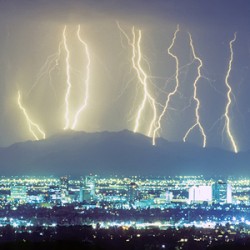 Lightning Over Phoenix Arizona Panorama