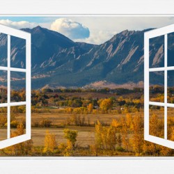 Boulder Flatirons Autumn White Open Window View