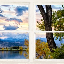 Colorado Rocky Mountain Lake Autumn White Window