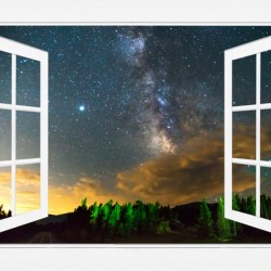 Milky Way Rising Out Of Clouds Open Window View