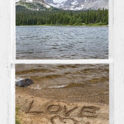 Mountain Lake White Rustic Window Of Love